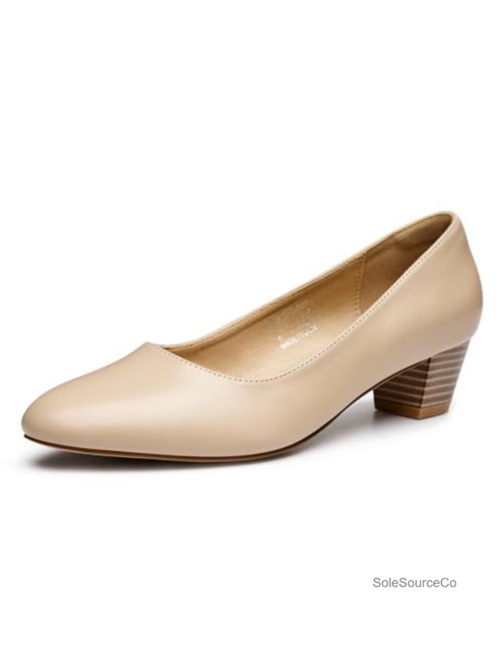 Women's Low Chunky Block Heel Round Toe PU Dress Pumps